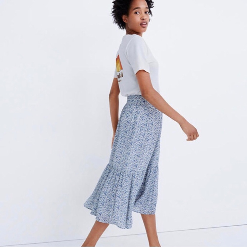 Madewell Tiered Peasant Midi Skirt Climbing Floral
